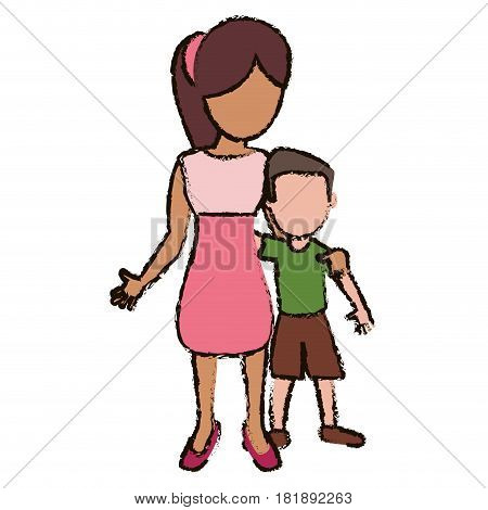 mother and son embraced vector illustration eps 10