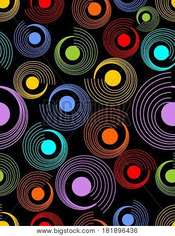 Modern abstract seamless background with rainbow patterns on the dark area