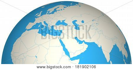 Globe 3D Europe Africa Asia Middle East map