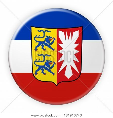 Germany Federal State Button: Schleswig-Holstein Flag Badge 3d illustration on white background