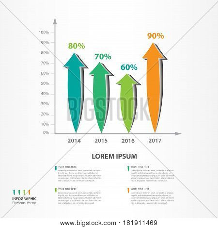 Infographics elements vector for business arrow 3d icon brochure flyer template presentation web banner design advertisement Diagram Process Chart number options Timeline Slide education