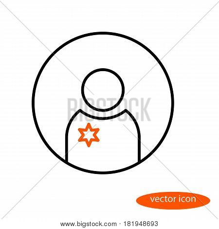 Vector linear representation of a representative with an icon a flat linear icon