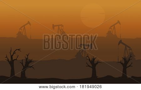 Bad environment with disafforest landscape vector illustration