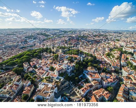 Aerial View Lisbon city at september 2016