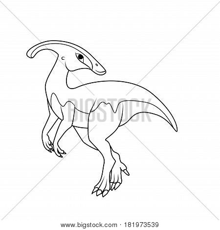Coloring book: Parasaurolophus dinosaur on a white background