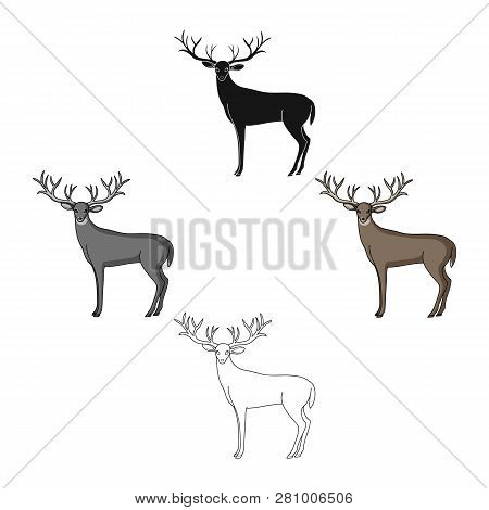Deer With Big Horns.animals Single Icon In Cartoon Style Vector Symbol Stock Illustration Web.