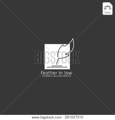 Elegant Feather Attorney Logo Line Design Template Illustration