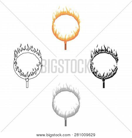 Burning Hoop Icon In Cartoon Style Isolated On White Background. Circus Symbol Stock Vector Illustra