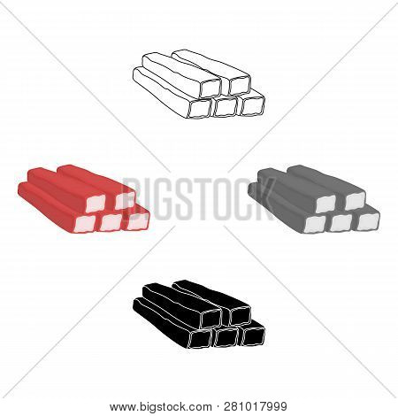 Crab Sticks Icon In Cartoon Style Isolated On White Background. Meats Symbol Stock Vector Illustrati