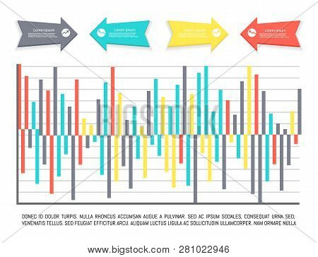 Infographic With Explanatory Text, Arrowheads Vector. Pointers Graph With Lines, Diagram Scheme, Fal