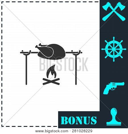 Skewer Chicken Icon Flat. Simple Vector Symbol And Bonus Icon