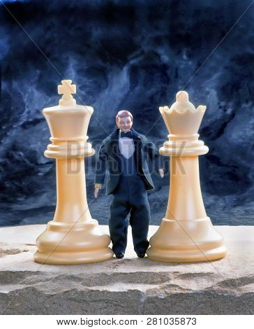 Chess Pieces With Groom, Queen And King With Room For Your Type.