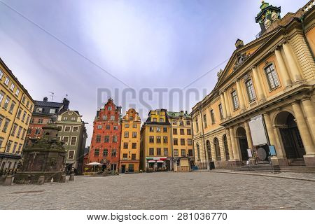 Stockholm Sweden, City Skyline At Gamla Stan Old Town And Stortorget