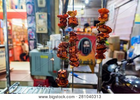 Agra, India - November 8, 2017: Street Vendors Sell Food In Agra, India.