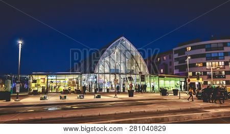Montpellier, France - January 2, 2019: Architecture Detail Of Montpellier Saint Roch Train Station O