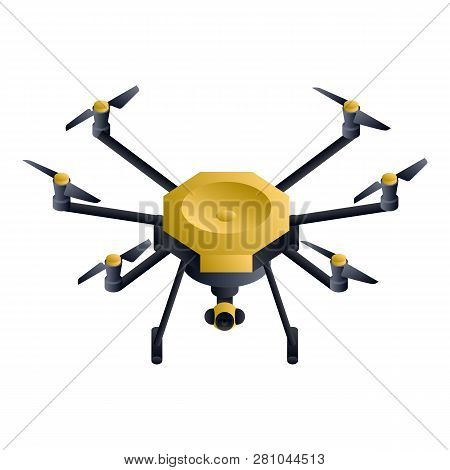 Hexacopter Drone Icon. Isometric Of Hexacopter Drone Vector Icon For Web Design Isolated On White Ba