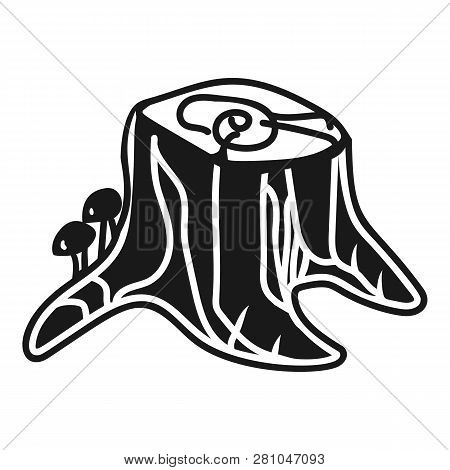 Stump With Honey Agarics Icon. Simple Illustration Of Stump With Honey Agarics Vector Icon For Web D
