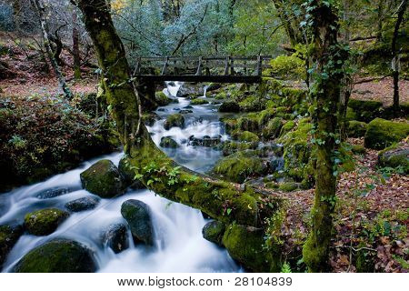 cascata del fiume nel parco nazionale portoghese di Geres, nel nord del paese