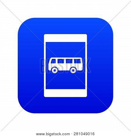 Bus Stop Sign Icon Digital Blue For Any Design Isolated On White Vector Illustration