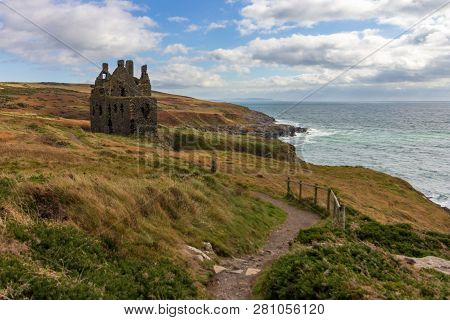 Dunskey Castle Perched On A Cliff Overlooking The Sea Near Portpatrick, Scotland, United Kindom Unde