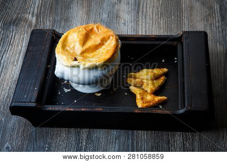 Traditional White Soup Pot With Bread On The Top