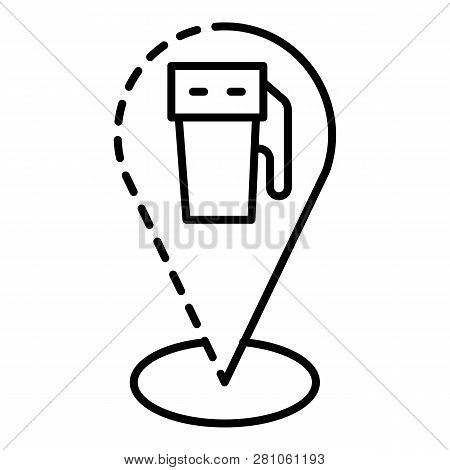 Gas Station Map Location Icon. Outline Gas Station Map Location Vector Icon For Web Design Isolated 