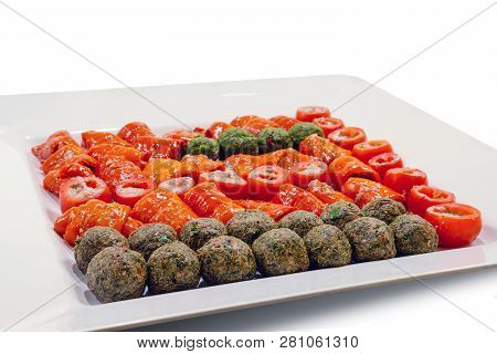 Mixed Vegetables On The White Plate, Isolated