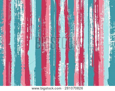 Watercolor Strips Seamless Vector Background. Parellel Gouache Vertical Lines Seamless Backdrop. Str