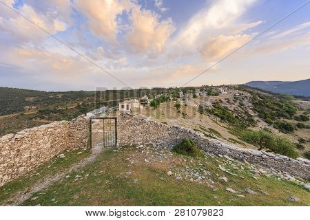 Sunrise In Kastro Village. Thassos Island, Greece