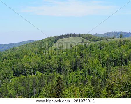 Nice Salmopol Pass Near Kotarz Mount In Silesian Beskids Mountains Range Landscapes Near European Ci