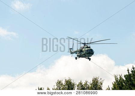 Tyumen, Russia - August 4, 2017: International Army Games. Engineering Formula Contest. Military Hel