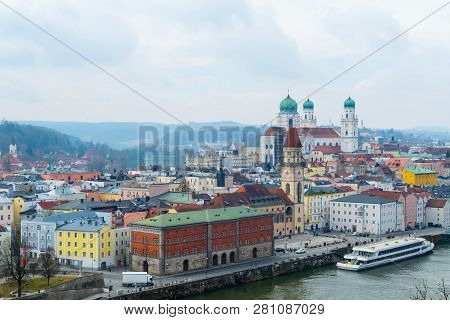 View Over Passau Bavaria Germany From Above