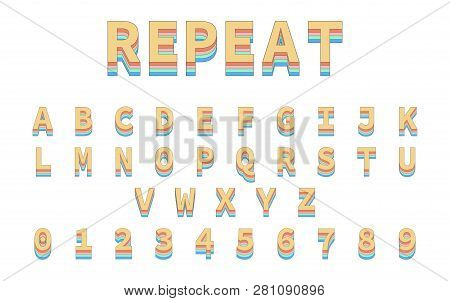 Colorful Repeat Font. Alphabet In Colorful Trending. Reto Bold Font