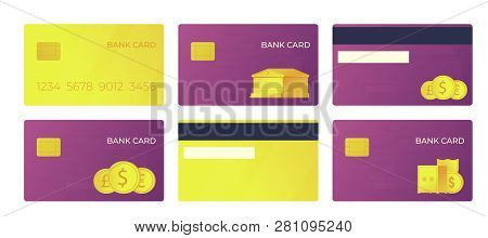 Payment Bank Card. Bank Buildning And International Currencies Illustration.