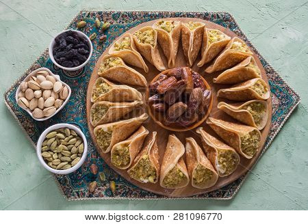 Baghrir Moroccan Pancakes. Arabic Pancakes With Dates.