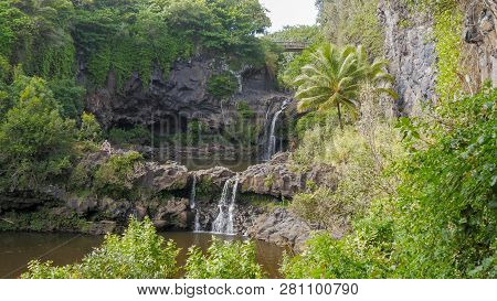 Two Pools And Waterfalls At The Famous Seven Sacred Pools At Oheo Gulch