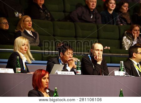 Kyiv, Ukraine - March 18, 2017: Morinari Watanabe Of Japan (c), President Of Fig (international Gymn