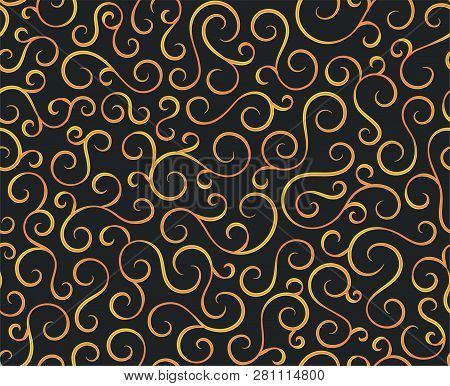 Line Spiral Abstract Seamless Pattern Background.curl Ornament Floral Endless Waves Strokes.sea Aqua