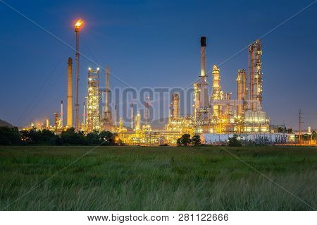Oil Refinery Plant And Gas Industrial Factory, This Immage Can Use For Chemistry, Technologe And Pet