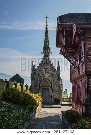 Lucerne, Switzerland - Oct 23, 2018. Meggenhorn Castle - A Castle In Meggen Near The Swiss City Of L