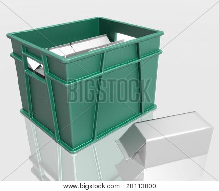 흰색 바탕에 우유 패키지와 함께 플라스틱 용기