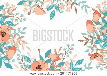 Hand Drawn Spring Typography Poster With Cute Colorful Wild Flowers. Vector Illustration For 8 March