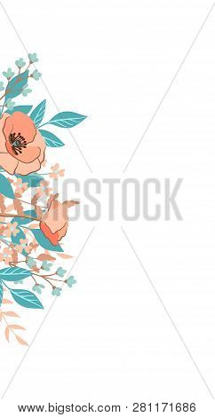 Hand Drawn Spring Typography Poster With Cute Colorful Wild Flowers. Vector Illustration For 8 March