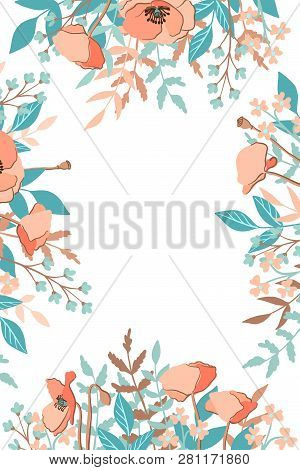 Hand Drawn Spring Typography Poster With Cute Colorful Wild Flowers. Vector Illustration For 8 March