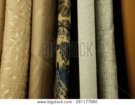 Sale! colorful fabrics in the store.