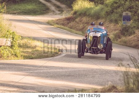 Pesaro Colle San Bartolo , Italy - May 17 - 2018 : Amilcar Cgss Siluro Corsa 1926 On An Old Racing C