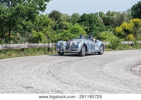 Pesaro Colle San Bartolo , Italy - May 17 - 2018 : Mercedes-benz 300 Sl CoupÉ (w198) 1955 On An Old 