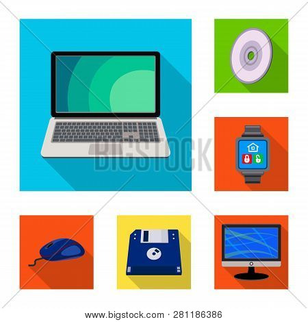 Vector Illustration Of Laptop And Device Logo. Collection Of Laptop And Server Vector Icon For Stock