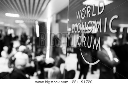 Davos, Switzerland - Jan 24, 2019: Working Moments During World Economic Forum Annual Meeting In Dav