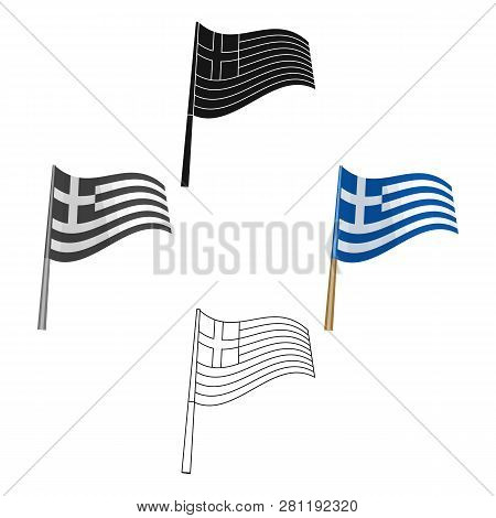 Greek Flag Icon In Cartoon Style Isolated On White Background. Greece Symbol Stock Vector Illustrati